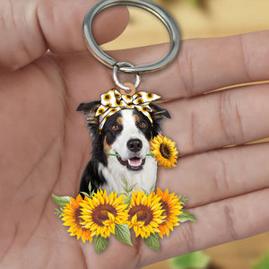 Border Collie-Dog Mom Keychain