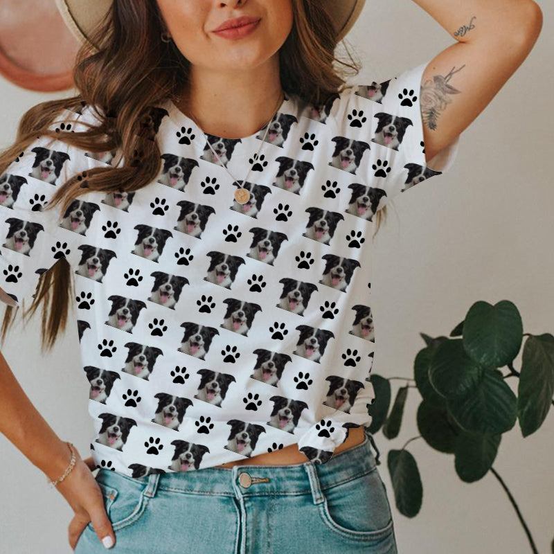 Border Collie-Faces & Paws T-shirt