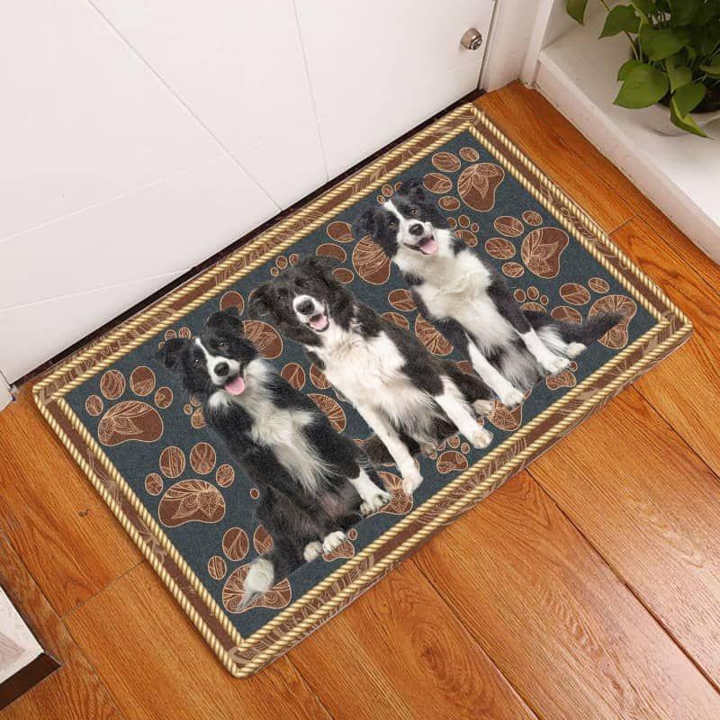 Border Collie-Flower Paw Doormat