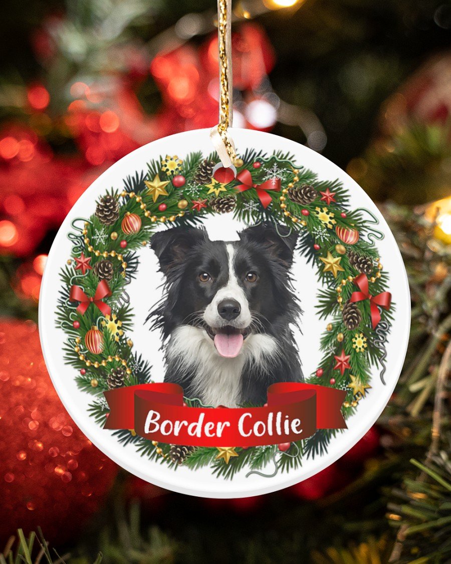 Border Collie-Noel Circle-Two Sided Ornament