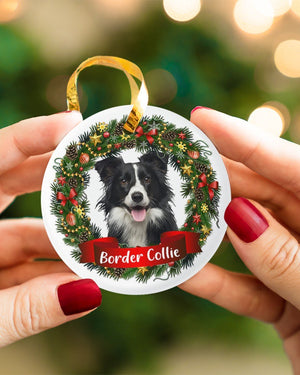 Border Collie-Noel Circle-Two Sided Ornament