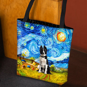 Border Collie-Oil Painting-Cloth Tote Bag