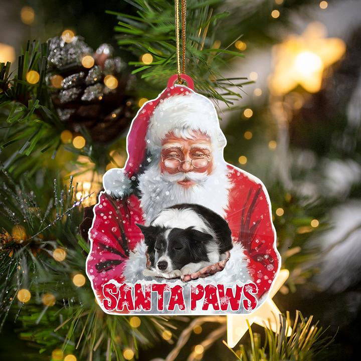 Border Collie-Santa Paws-Two Sided Ornament