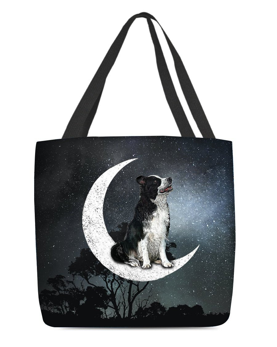 Border Collie-Sit On The Moon-Cloth Tote Bag