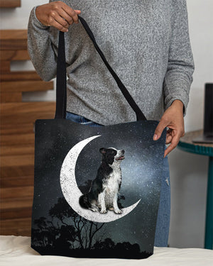 Border Collie-Sit On The Moon-Cloth Tote Bag