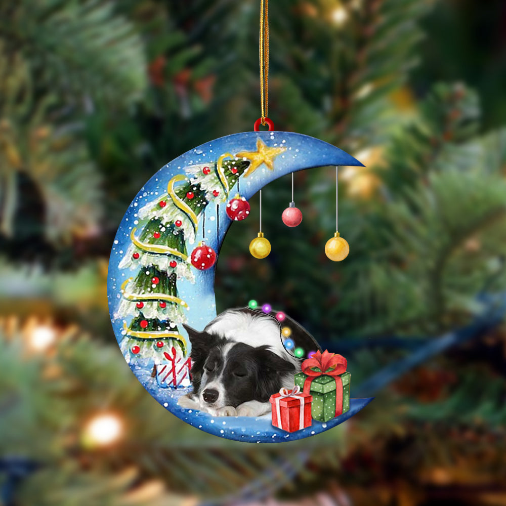 Border Collie-Sleep On The Moon Christmas Two Sided Ornament