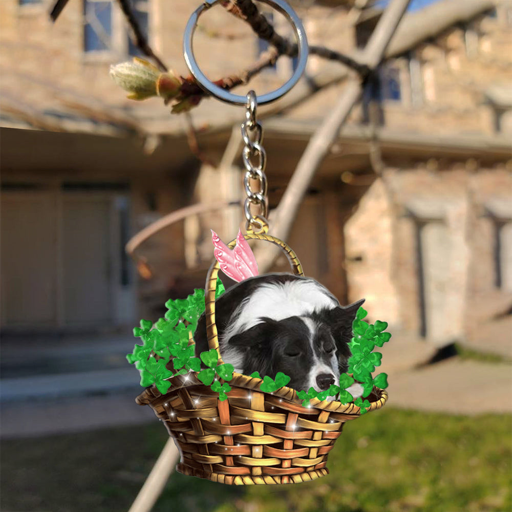 Border Collie-Sleeping Lucky Fairy Flat Acrylic Keychain