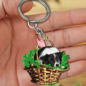 Border Collie-Sleeping Lucky Fairy Flat Acrylic Keychain