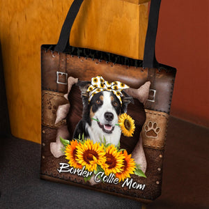 Border Collie-Sunflower&Dog Mom Cloth Tote Bag