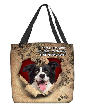 Border Collie-Torn Cloth Tote Bag