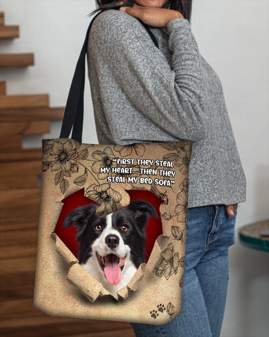 Border Collie-Torn Cloth Tote Bag