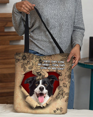 Border Collie-Torn Cloth Tote Bag