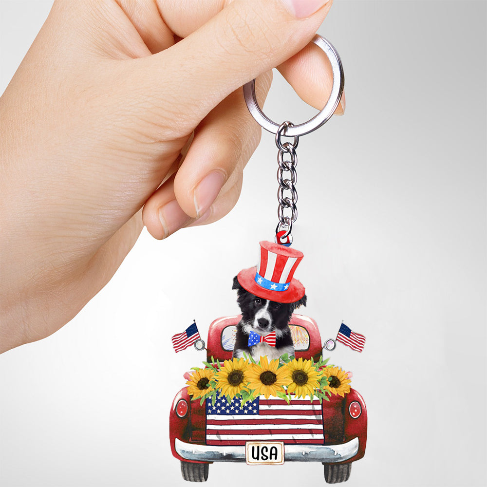 Border Collie-USA Truck Flat Acrylic Keychain