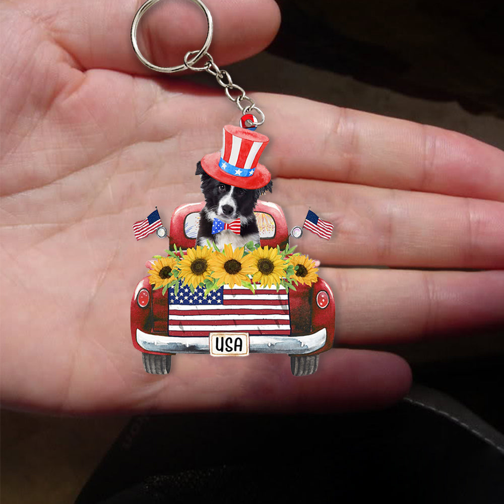 Border Collie-USA Truck Flat Acrylic Keychain