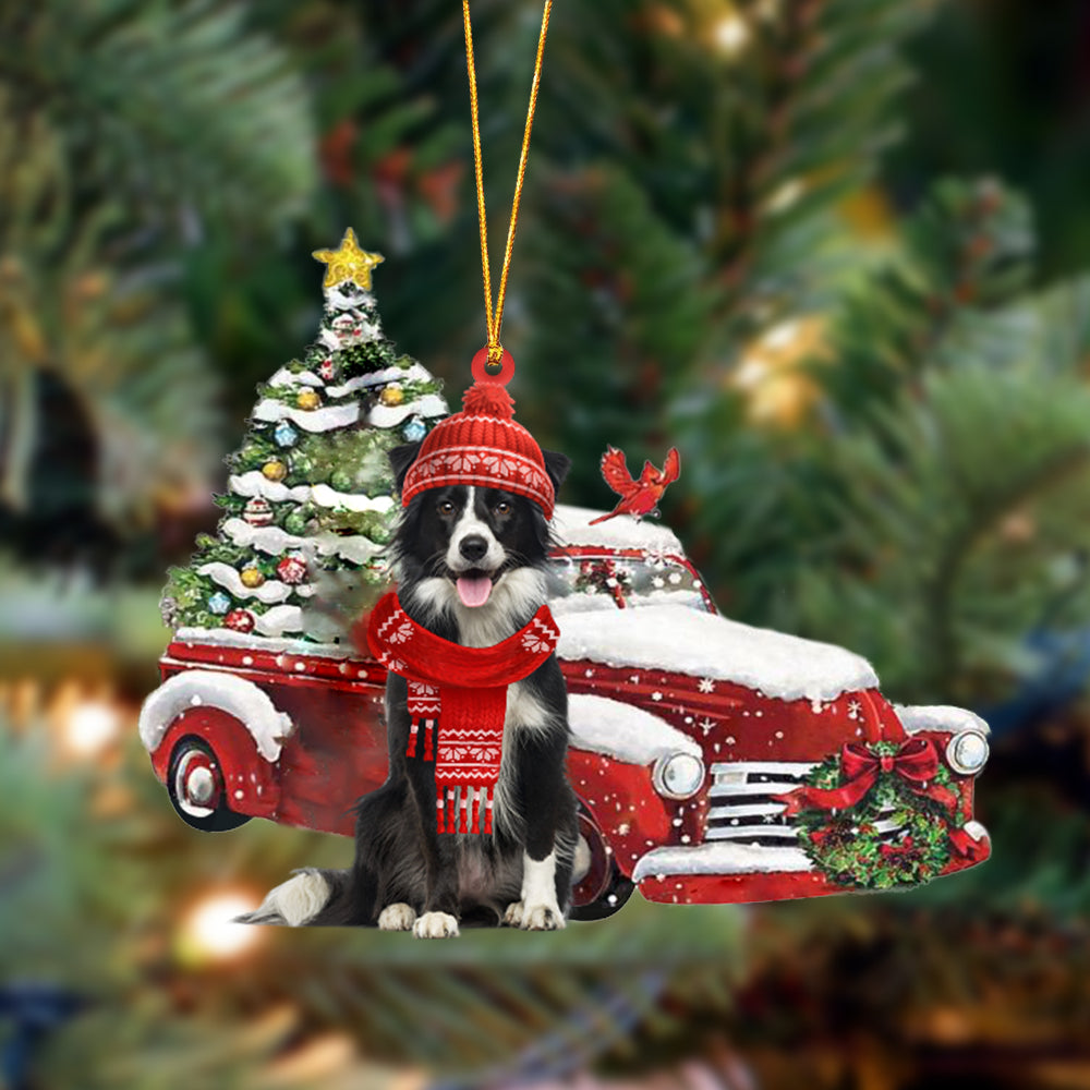 Border Collie 2-Christmas Car Two Sided Ornament