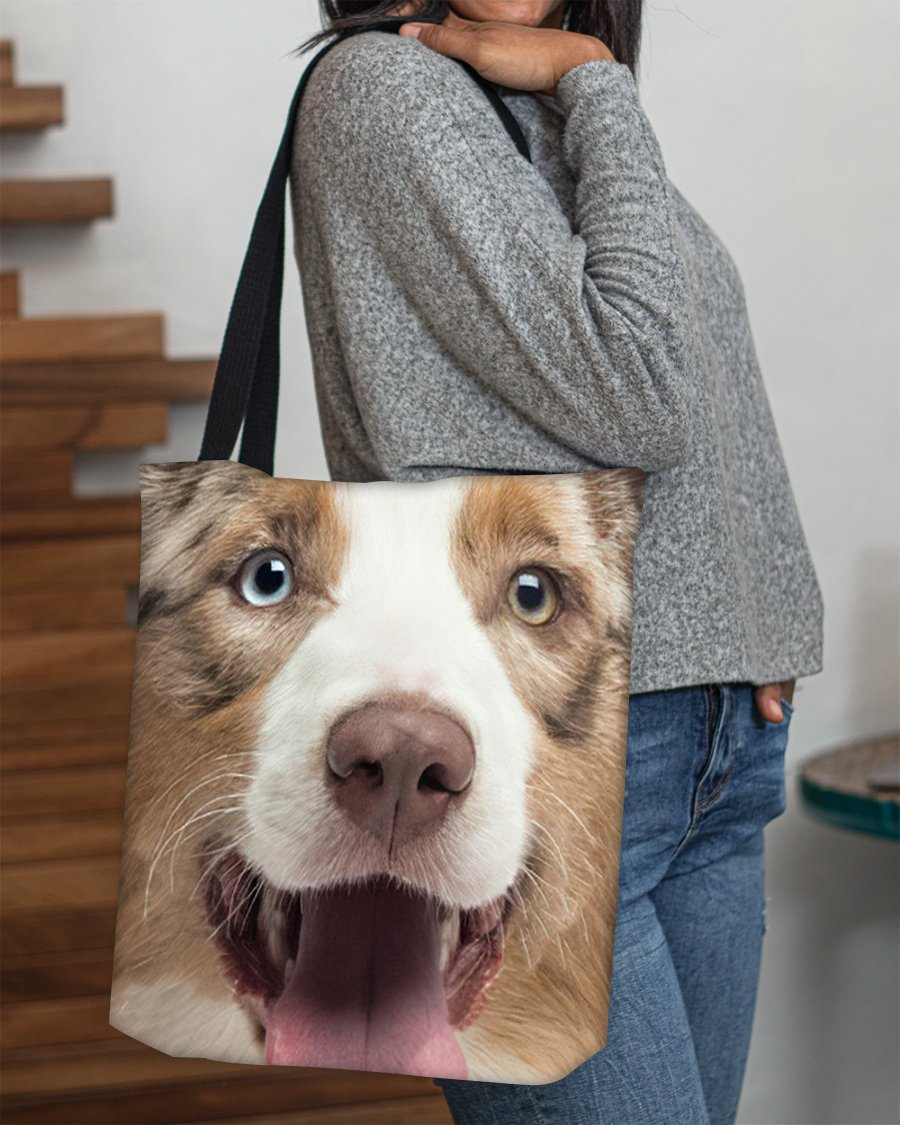 Border Collie 2 Face-Cloth Tote Bag