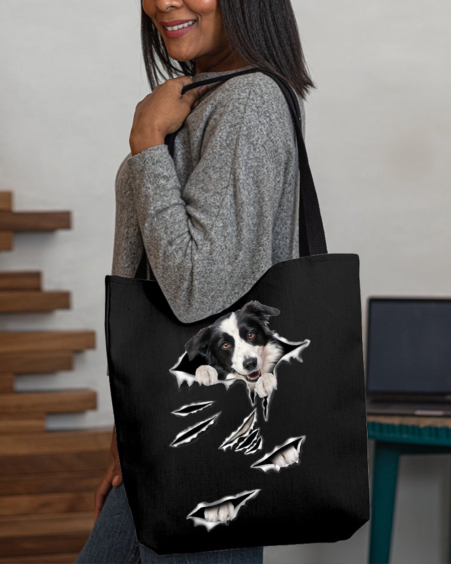Cracks-Border Collie-Cloth Tote Bag