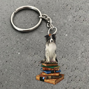 Border Collie-Sit On The Book-Flat Acrylic Keychain