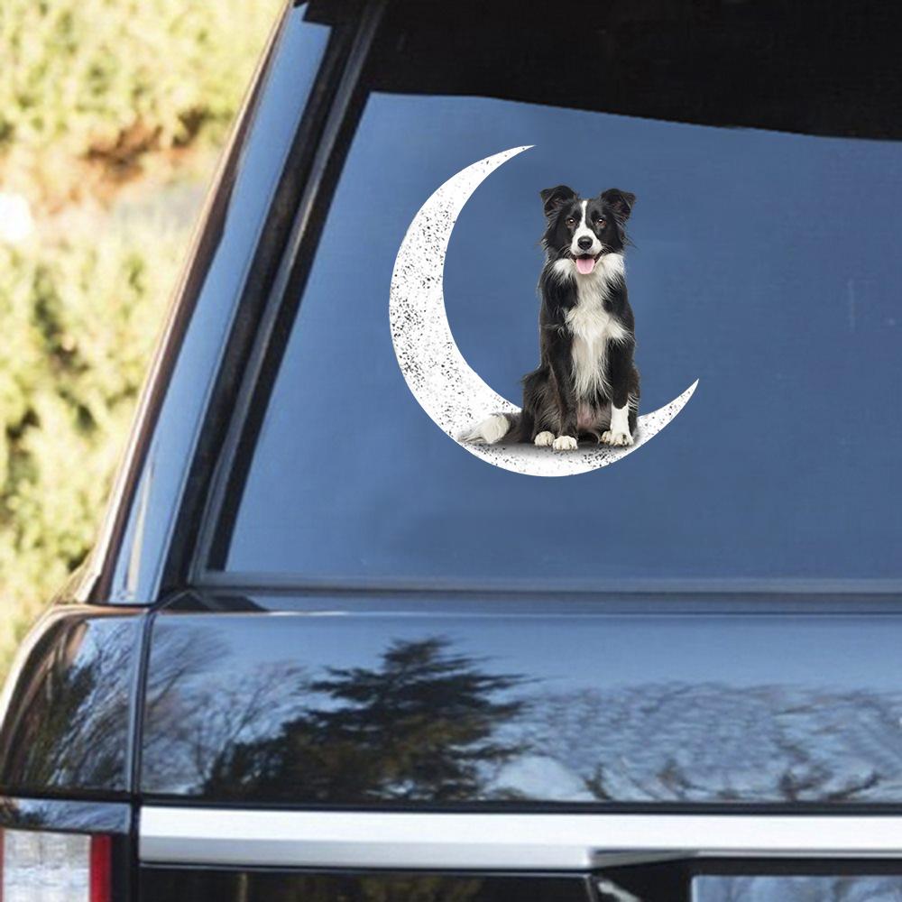 Border Collie 3-Sit On The Moon Decal