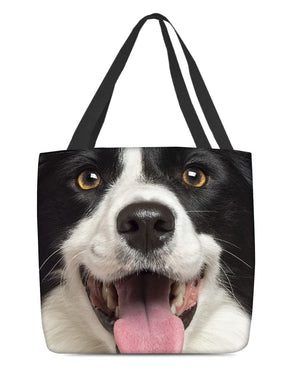 Border Collie 3 Face-Cloth Tote Bag