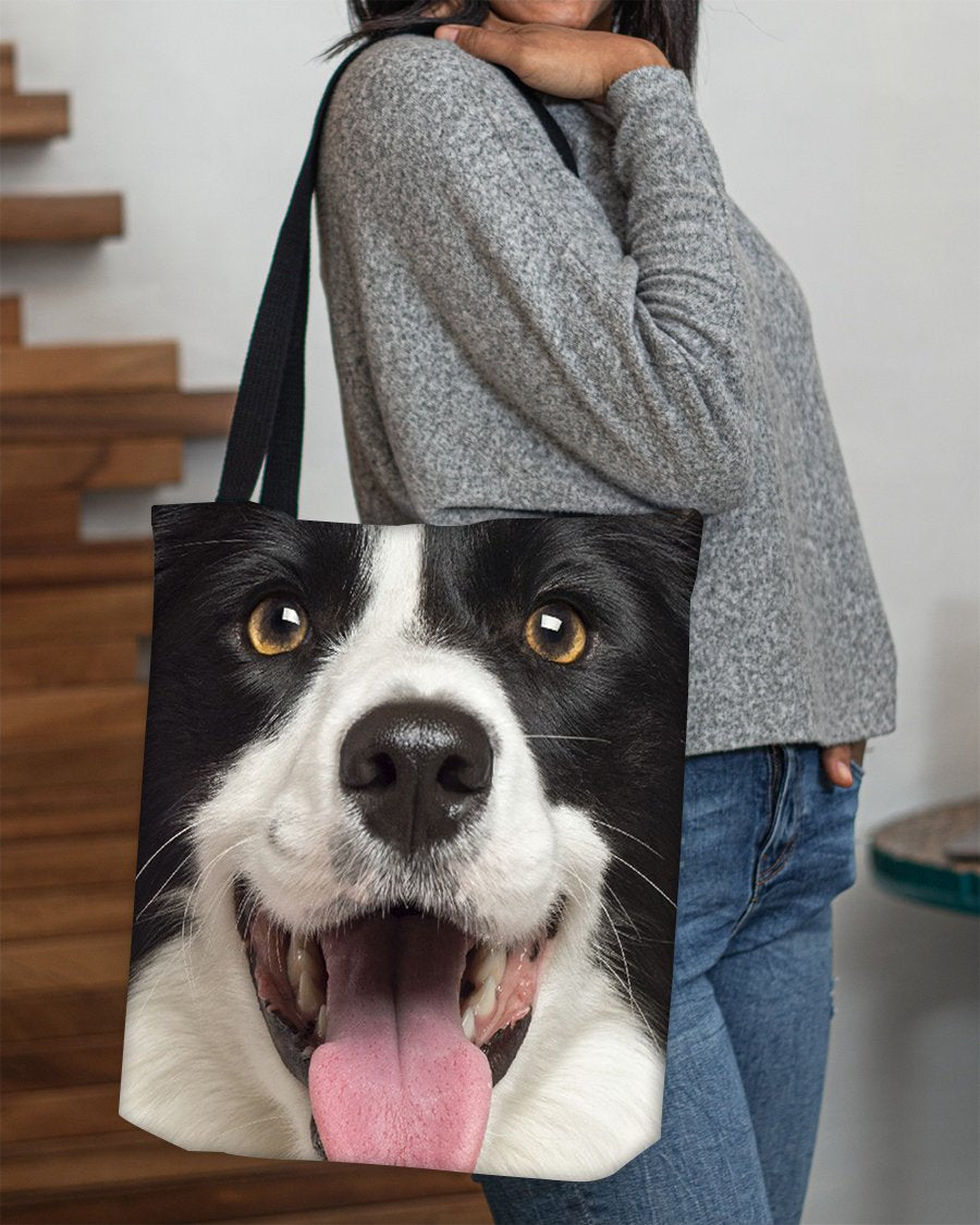 Border Collie 3 Face-Cloth Tote Bag