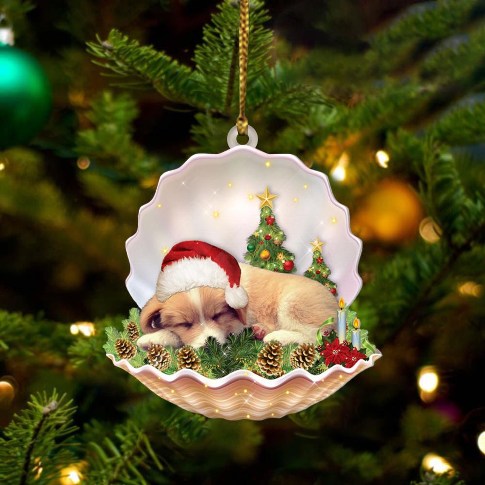 Border Collie 3 Lie In Seashell Xmas-Two Sided Ornament