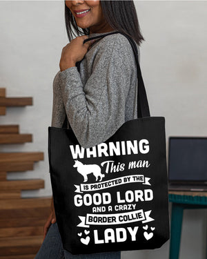 Border Collie Crazy lady Cloth Tote Bag