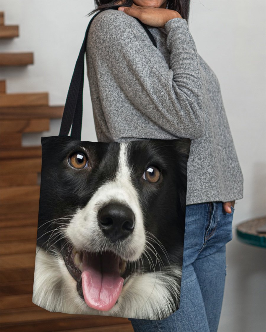 Border Collie Face-Cloth Tote Bag