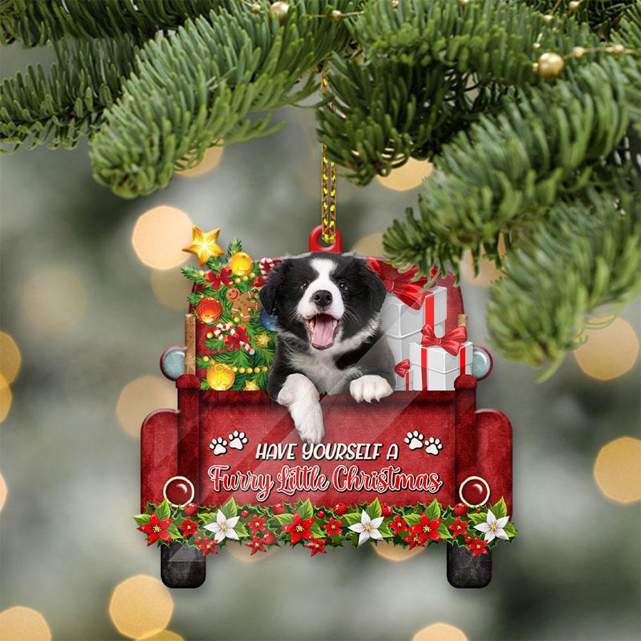 Border Collie Sit On A Truck-Two Sided Ornament