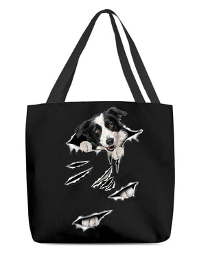 Cracks-Border Collie-Cloth Tote Bag