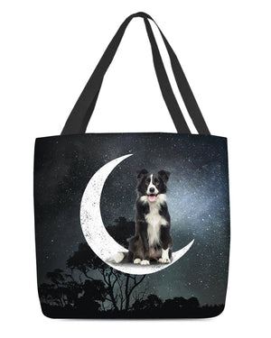 Border Collie (3)-Sit On The Moon-Cloth Tote Bag