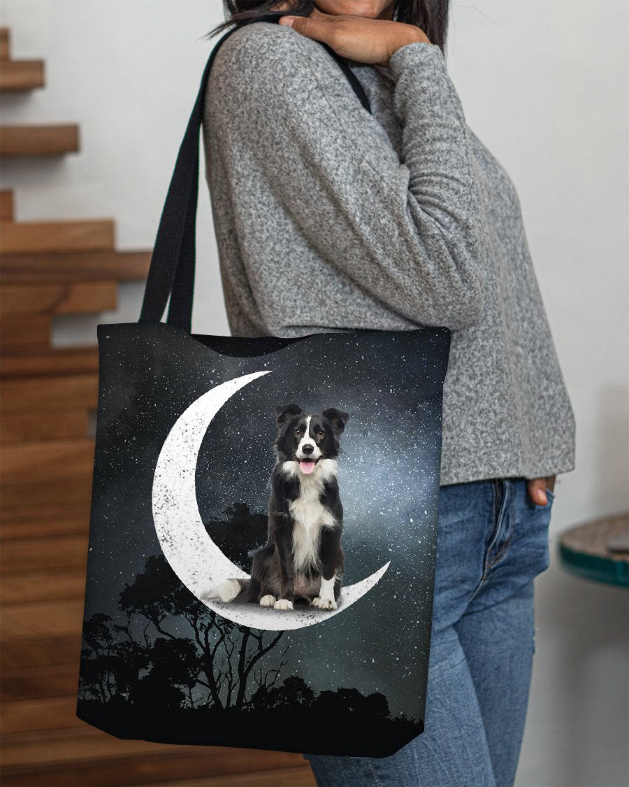 Border Collie (3)-Sit On The Moon-Cloth Tote Bag
