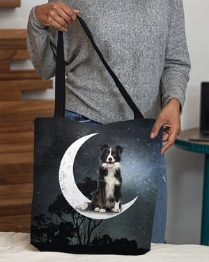 Border Collie (3)-Sit On The Moon-Cloth Tote Bag