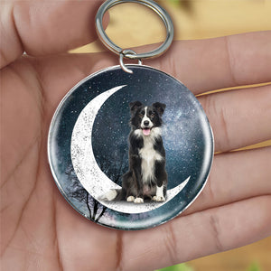 Border Collie (3)-Stars and Moon-Round Resin Epoxy Metal Keychain