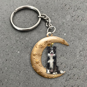 Border Collie (3)-Dog & Moon Flat Acrylic Keychain