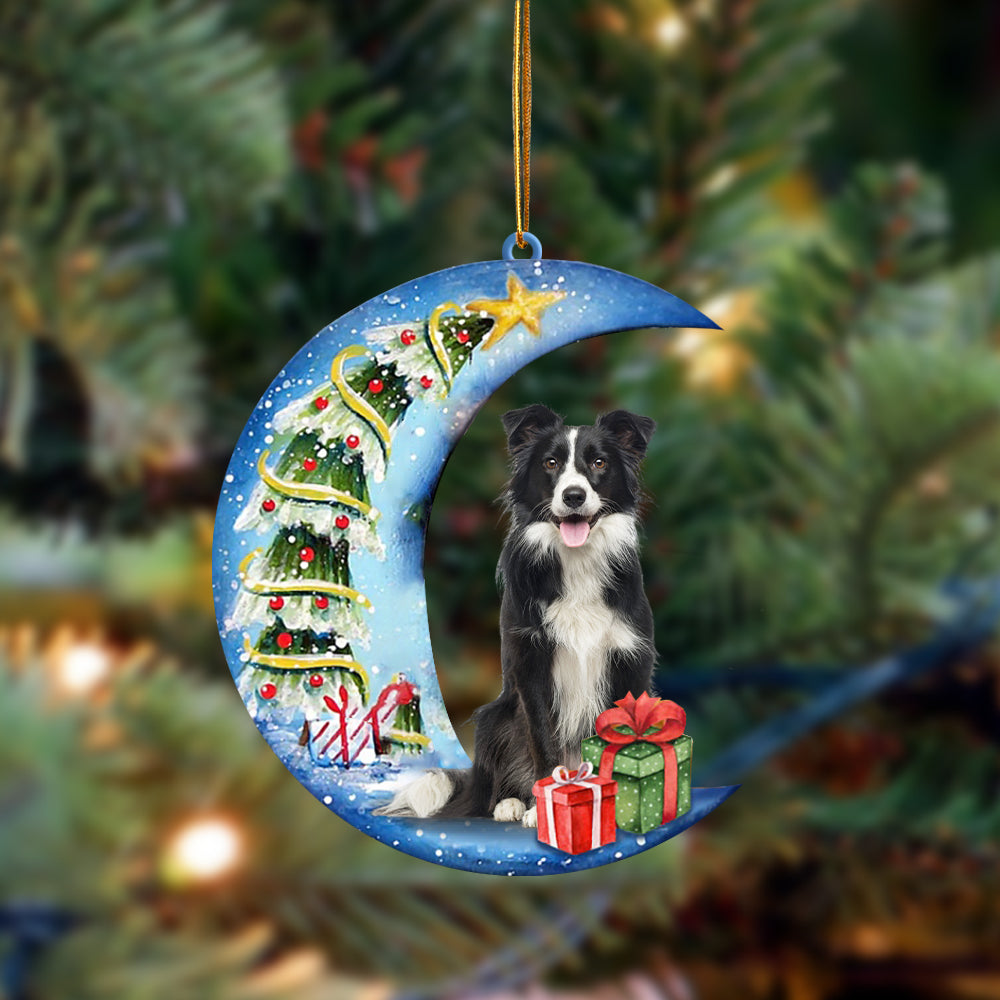 Border Collie (3) Sit On The Blue Moon-Two Sided Ornament