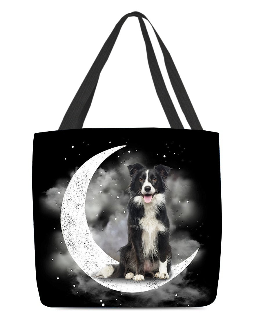 Border Collie (3) Sit On The Moon With Starts-Cloth Tote Bag