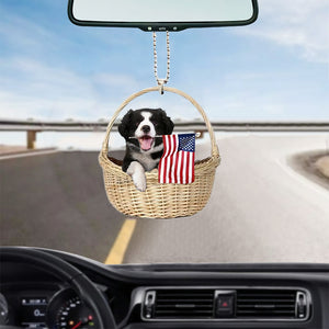 Border Collies-With American Flag Two Sides Ornament