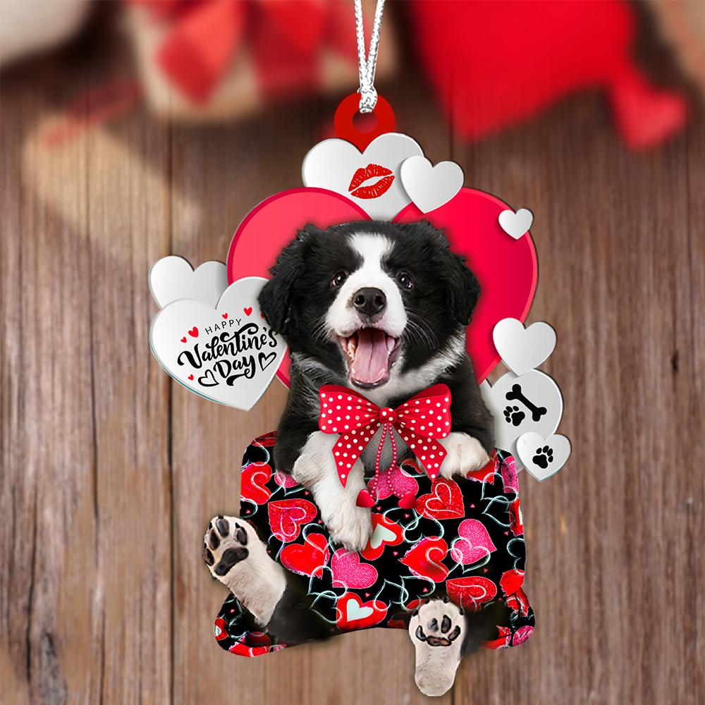 Border Collies Valentine's Day Sleeping Bag-Two Sides Ornament