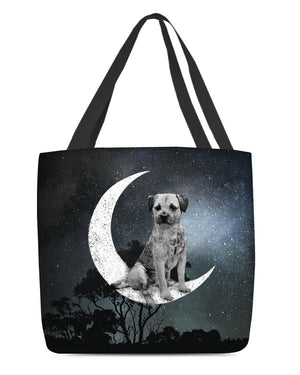 Border Terrier-Sit On The Moon-Cloth Tote Bag