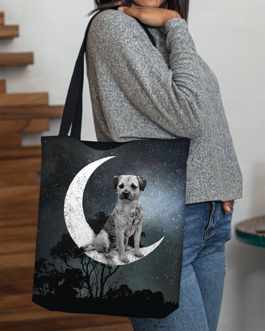 Border Terrier-Sit On The Moon-Cloth Tote Bag