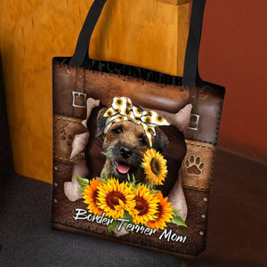 Border Terrier-Sunflower&Dog Mom Cloth Tote Bag