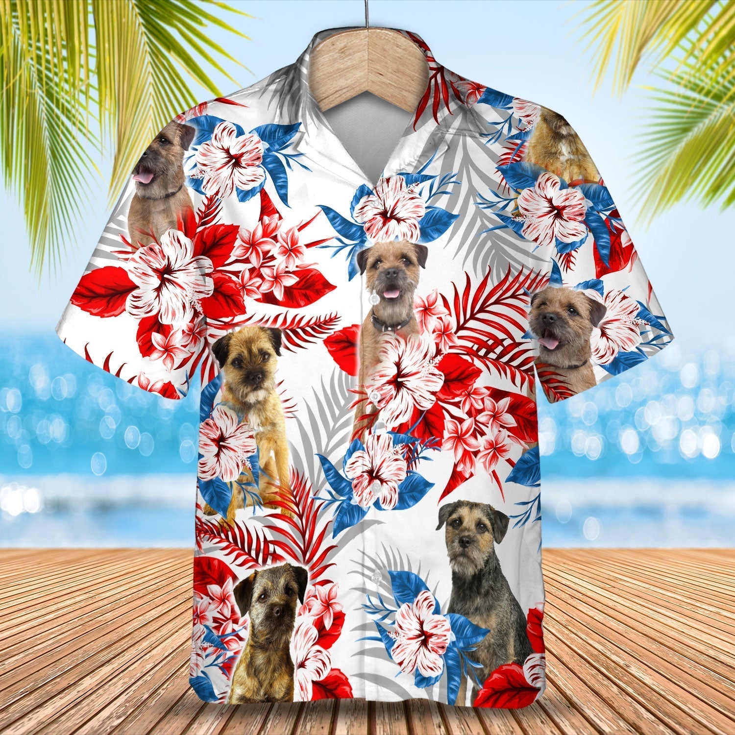 Border Terrier American Flag Hawaiian Shirt