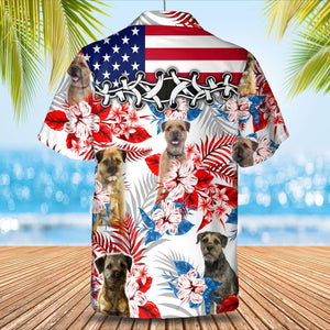 Border Terrier American Flag Hawaiian Shirt