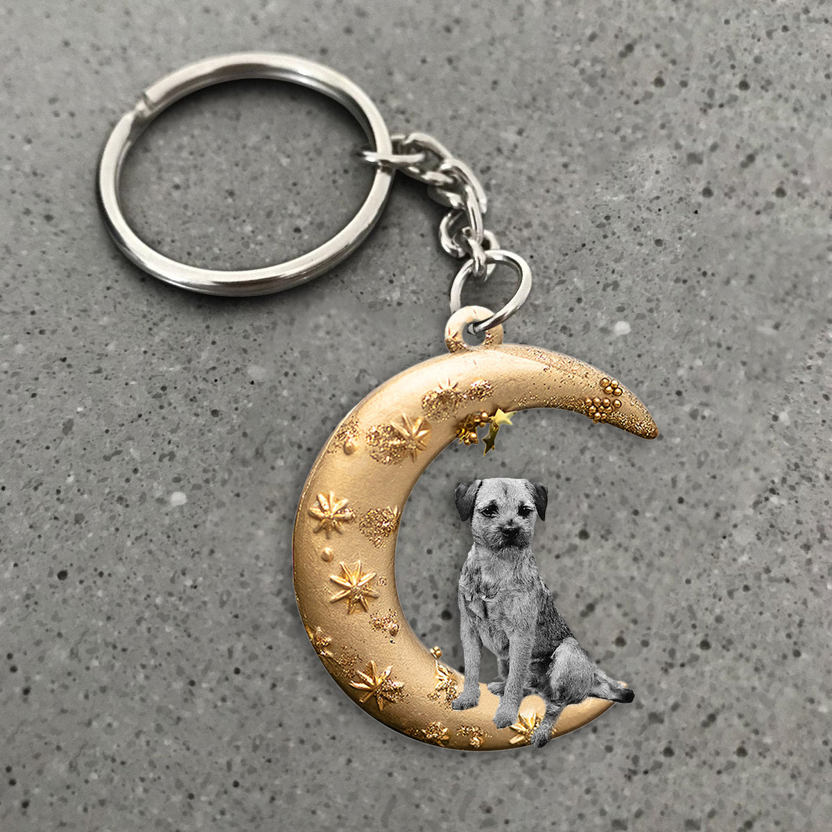 Border Terrier-Dog & Moon Flat Acrylic Keychain