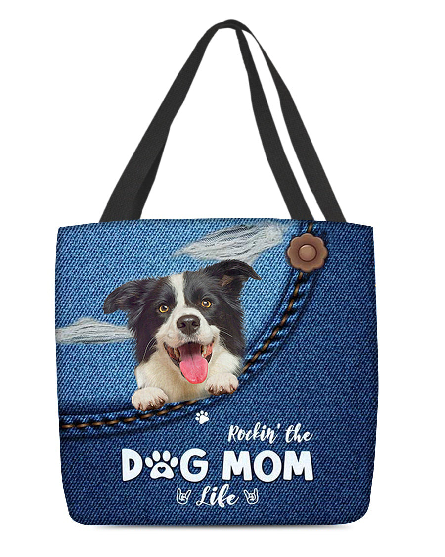 Border collie-Dog Mom Life-Cloth Tote Bag
