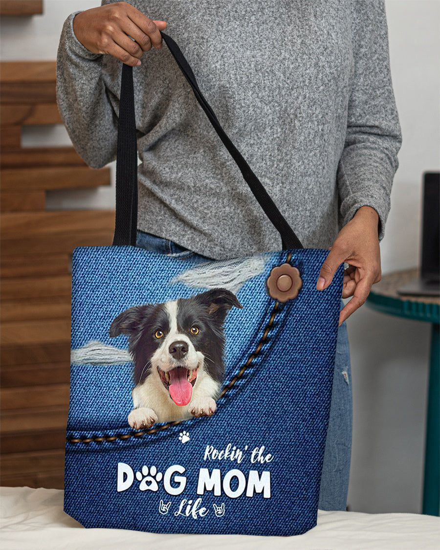 Border collie-Dog Mom Life-Cloth Tote Bag