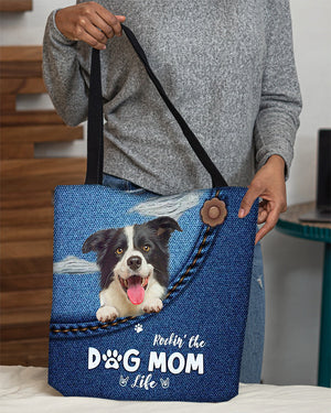 Border collie-Dog Mom Life-Cloth Tote Bag