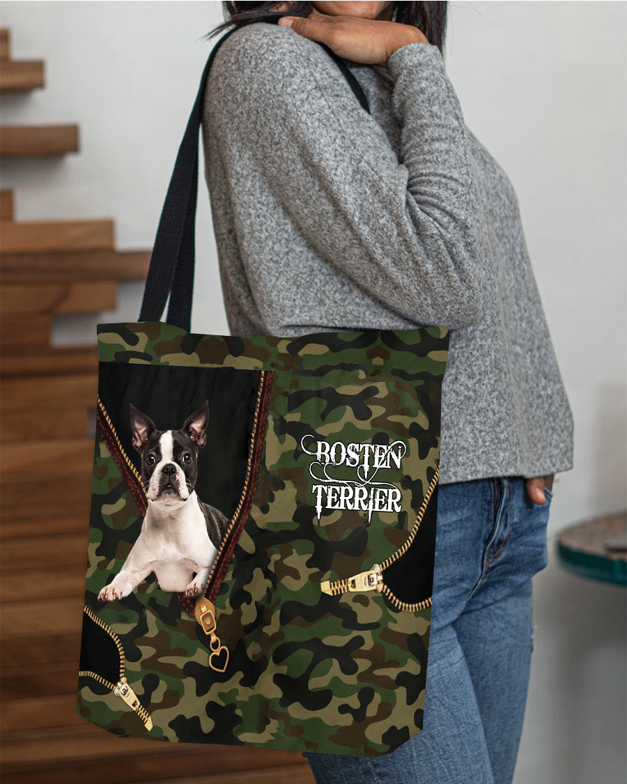 Bosten-Terrier-2 Camo Cloth Tote Bag