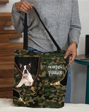 Bosten-Terrier-2 Camo Cloth Tote Bag